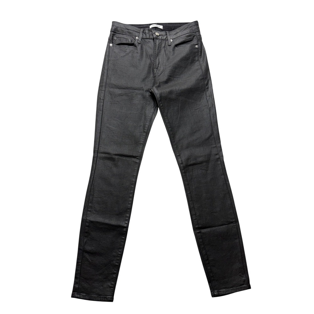 Good American Jeans Womens 29x28.5 Black Coated Good Legs Skinny Tag‎ 4/27